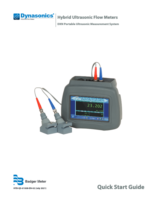 Dynasonics DXN Manual_Badger Meter_Portable Clamp-on Ultrasonic Flow Meter