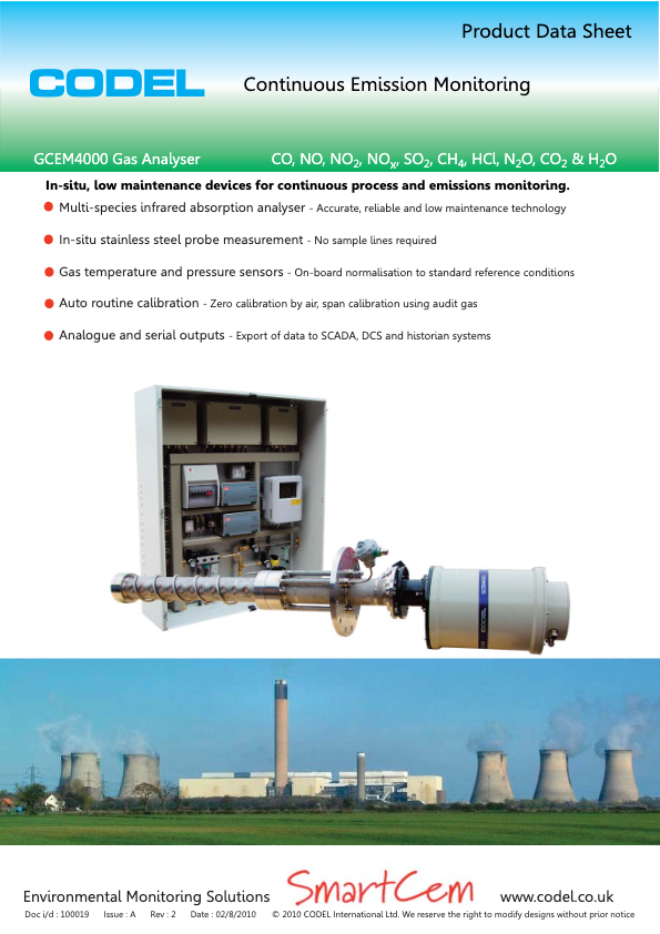 GCEM 4000 Datasheet Gas Monitoring - CODEL - CEMS Document