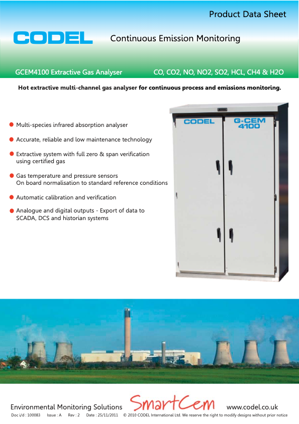 GCEM 4100 Datasheet Gas Monitoring - CODEL - CEMS Document