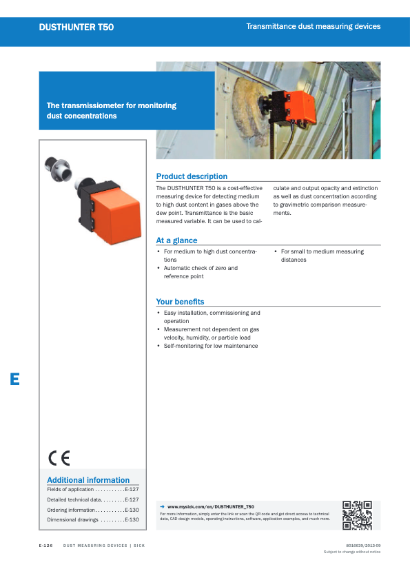 DustHunter T50-SICK catalogue-Transmittance dust measuring devices