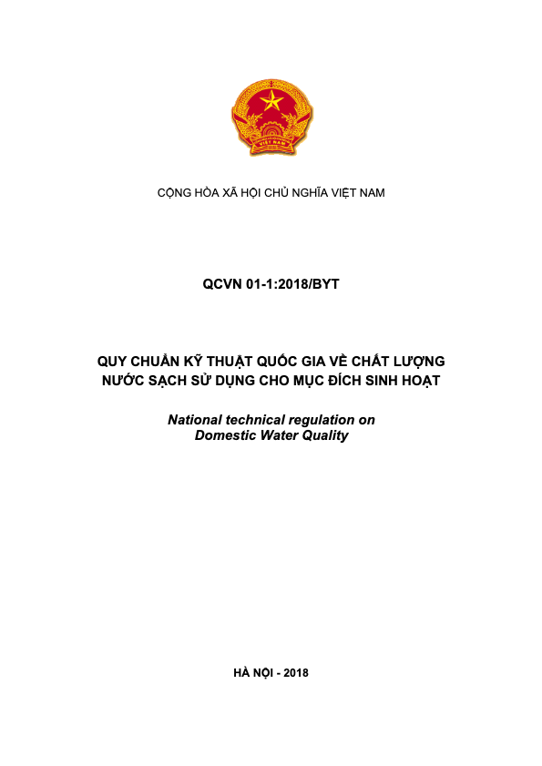 QCVN 01-1:2018/BYT Quy chuẩn chất lượng nước sạch sử dụng cho mục đích sinh hoạt